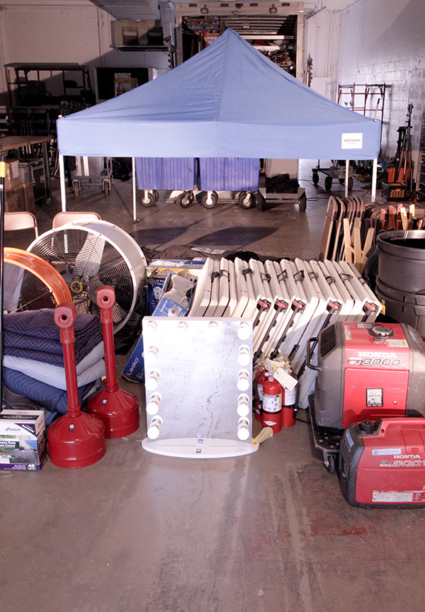 Pile of equipment indoors