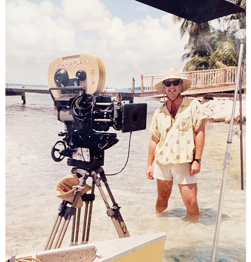David Wells shooting film at the beach